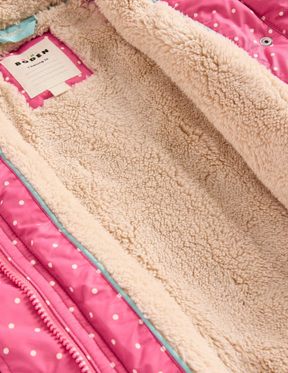 Sherpa Lined Anorak-Rose Pink Peeking Cats