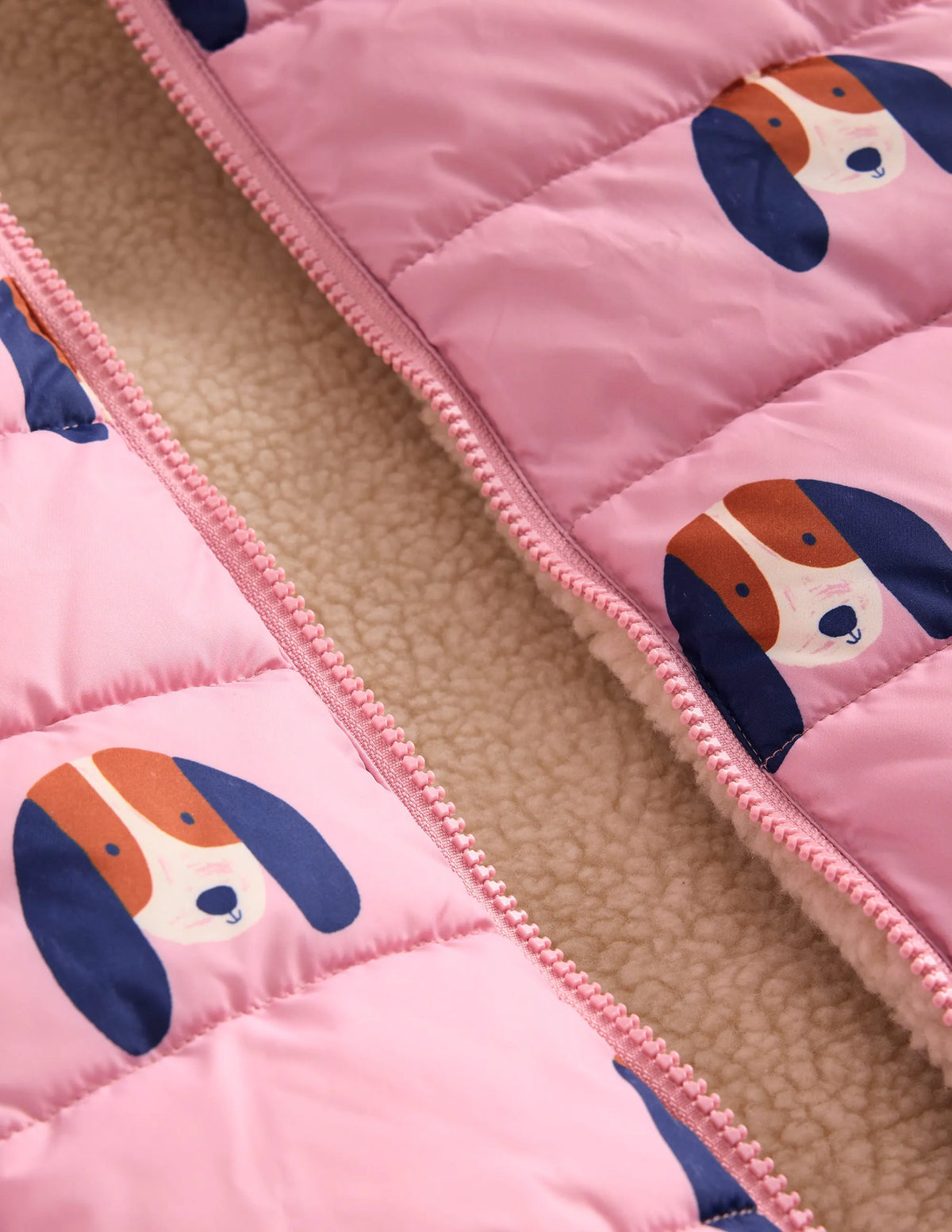 Reversible Borg Gilet-Vintage Pink Pups