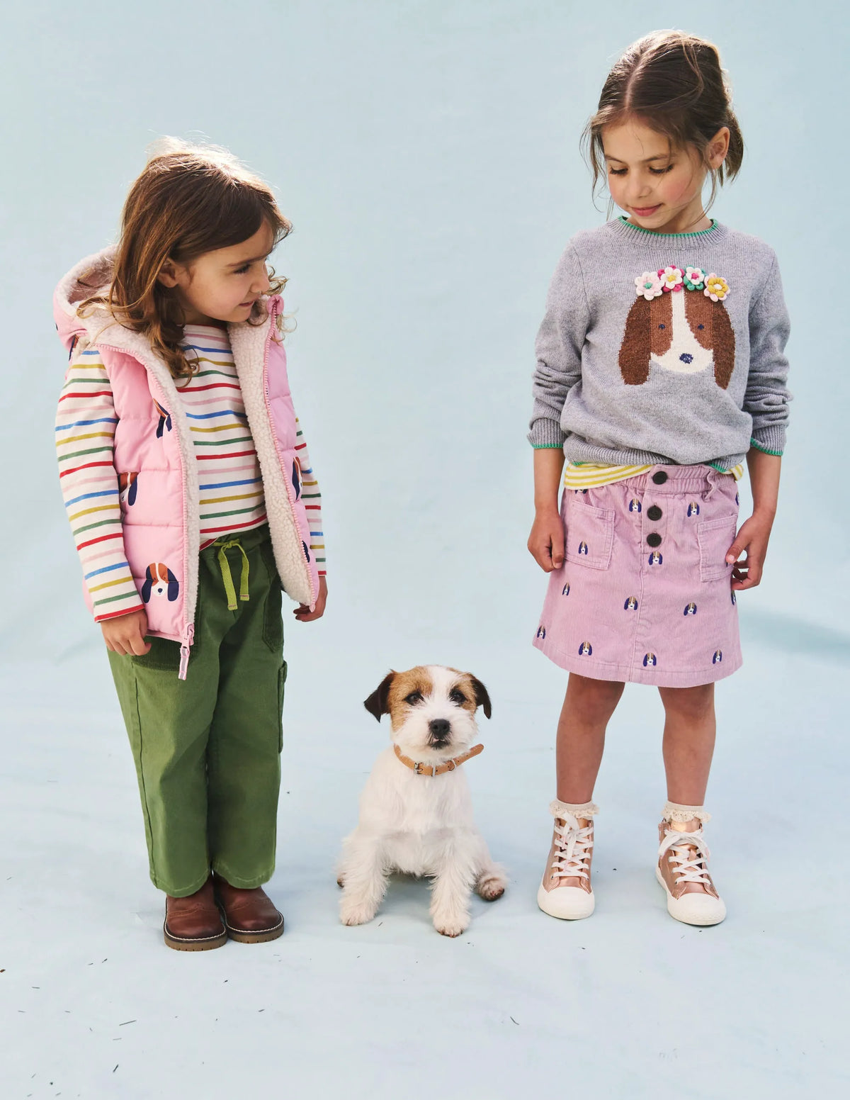 Reversible Borg Gilet-Vintage Pink Pups