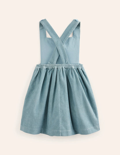 Lucilla Pinafore Dress-Vintage Blue Bunnies