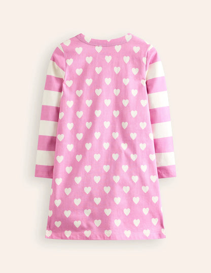 Fun Breton Dress-Cosmos Pink Hearts