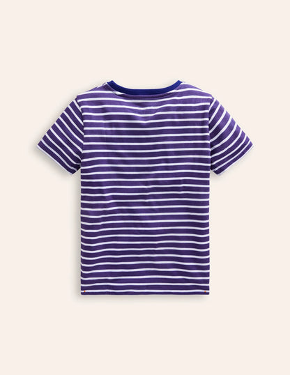 Appliqué T-Shirt-Sapphire/ Ivory Stationary