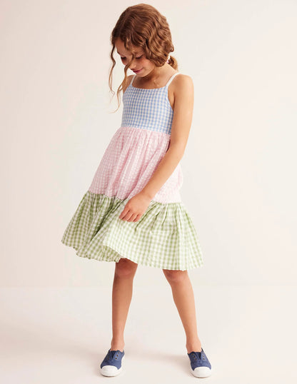 Hotchpotch Tiered Twirly Dress-Gingham Hotchpotch