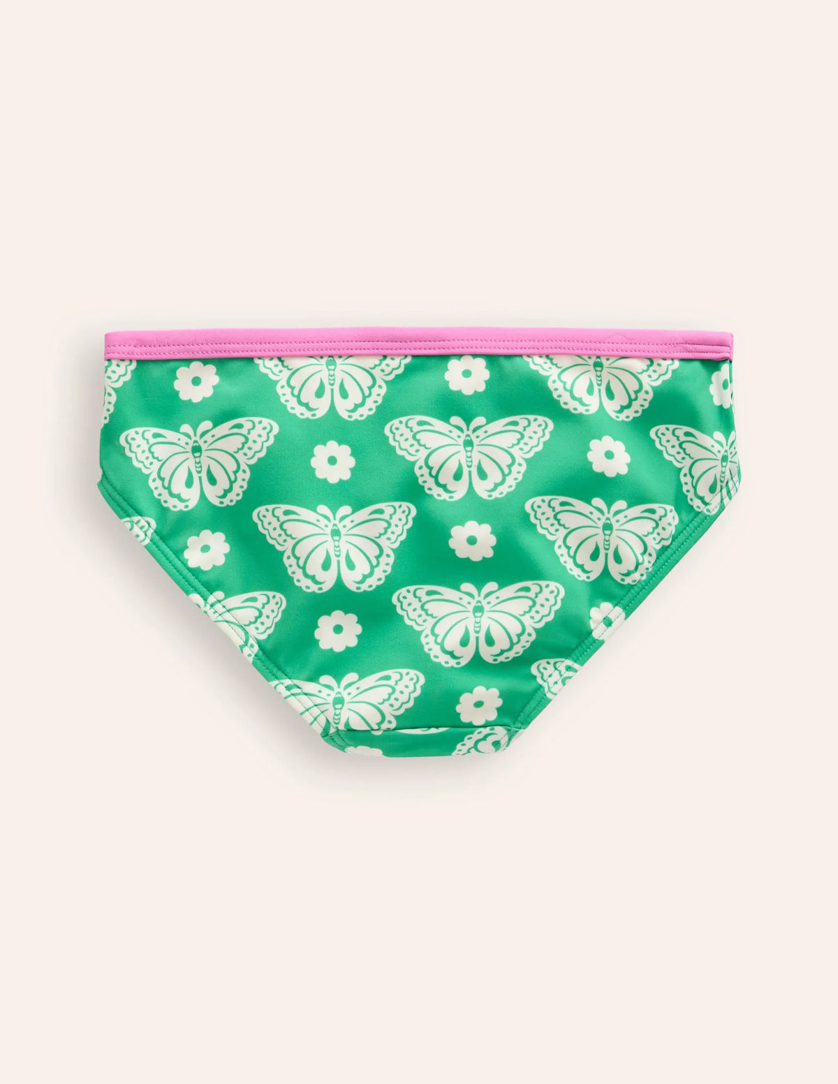 Patterned Bikini Bottoms-Pea Green Butterfly Stamp