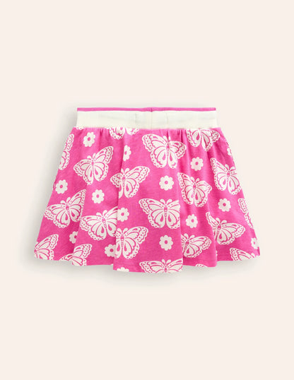 Printed Jersey Skort-Pink Butterfly Stamp