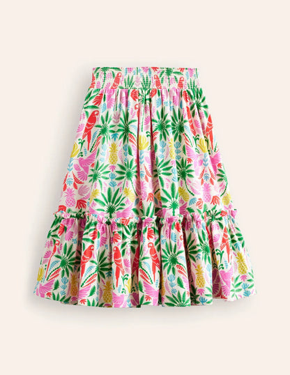 Printed Jersey Midi Skirt-Multi Rainbow Palm