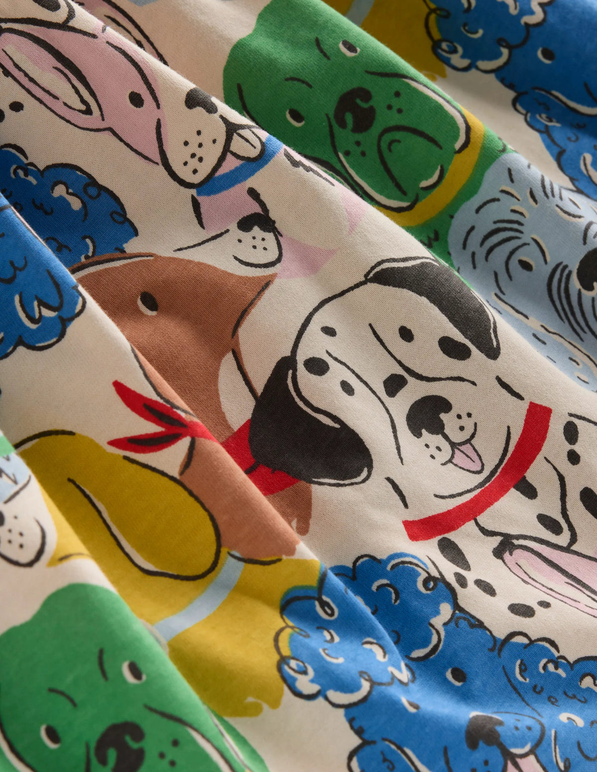 Short-sleeved Fun Jersey Dress-Multi Coloured Dogs