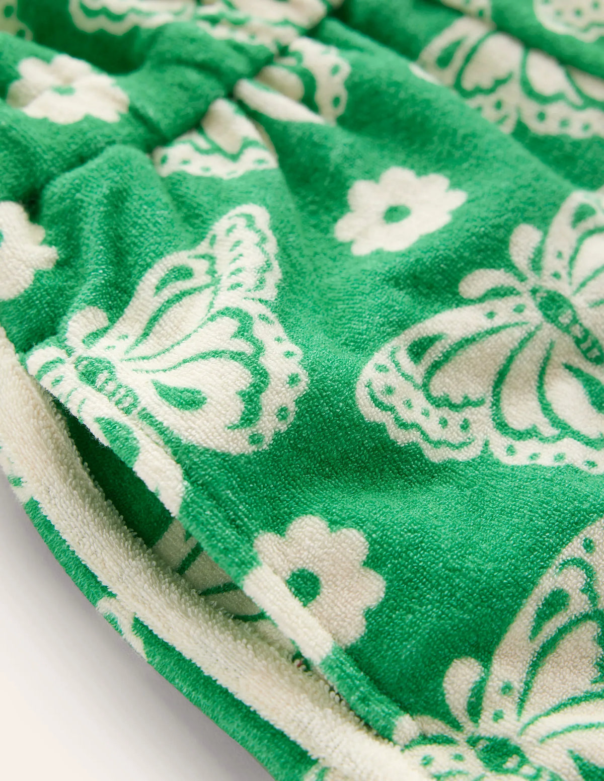 Strappy Towelling Romper-Pea Green Butterfly Stamp