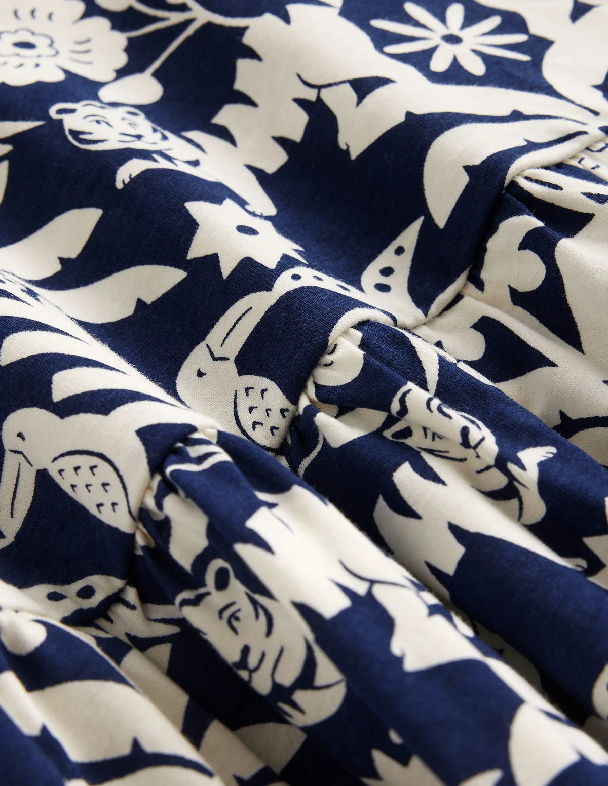 Strappy Drop Waist Dress-College Navy Animal Woodblock