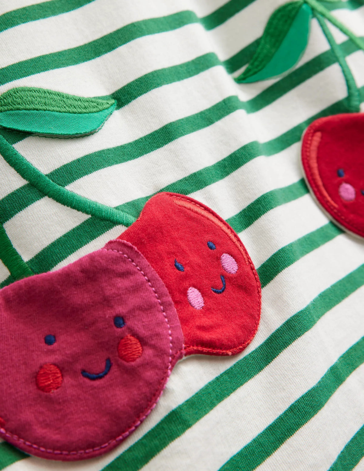 Fun Pocket Appliqué Tunic-Ivory/ Pea Green Cherries