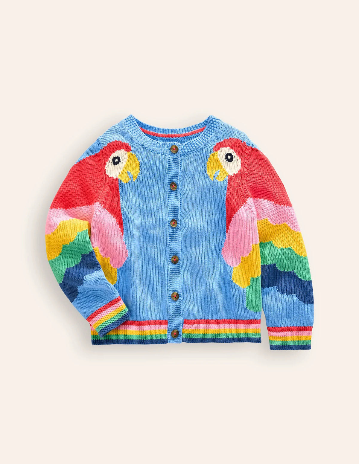 Parrot Logo Cardigan-Aqua Sea