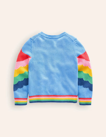 Parrot Logo Cardigan-Aqua Sea