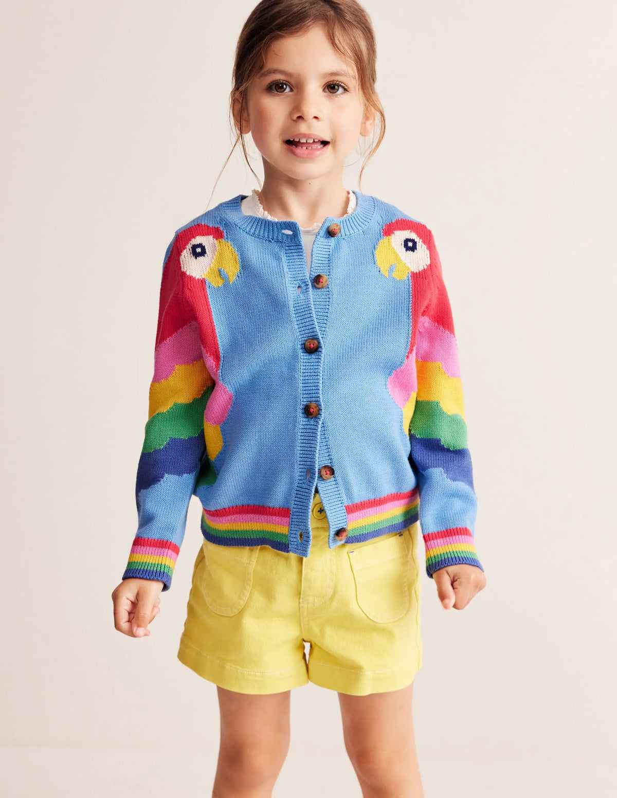 Parrot Logo Cardigan-Aqua Sea