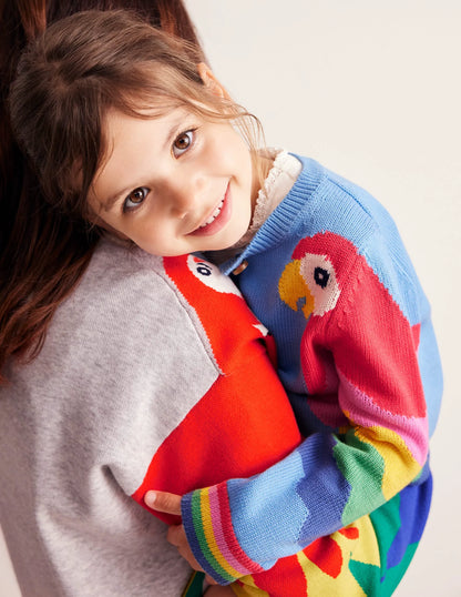 Parrot Logo Cardigan-Aqua Sea