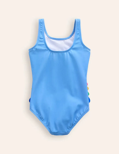 Fun Appliqué Swimsuit-Vintage Blue Parrots
