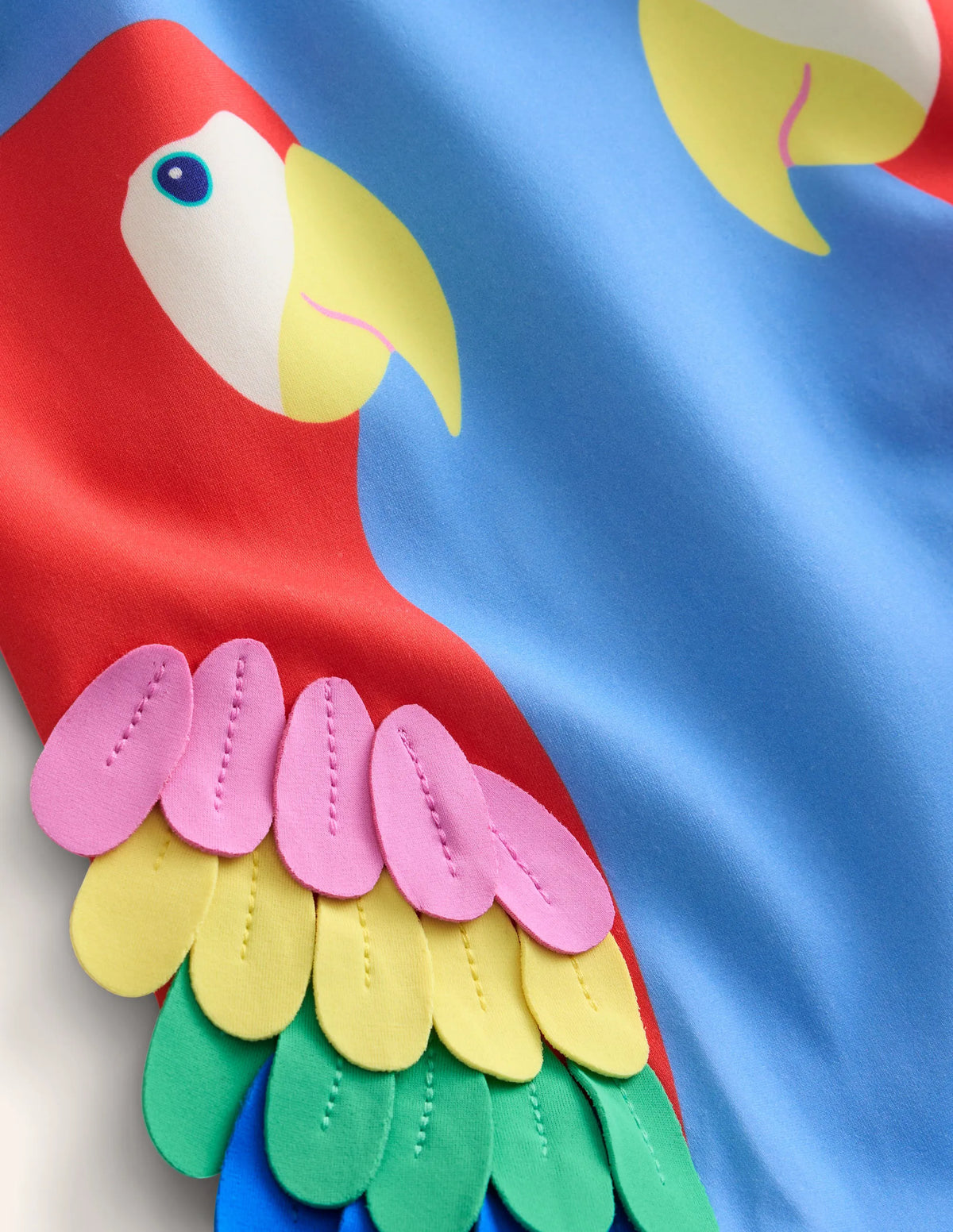 Fun Appliqué Swimsuit-Vintage Blue Parrots