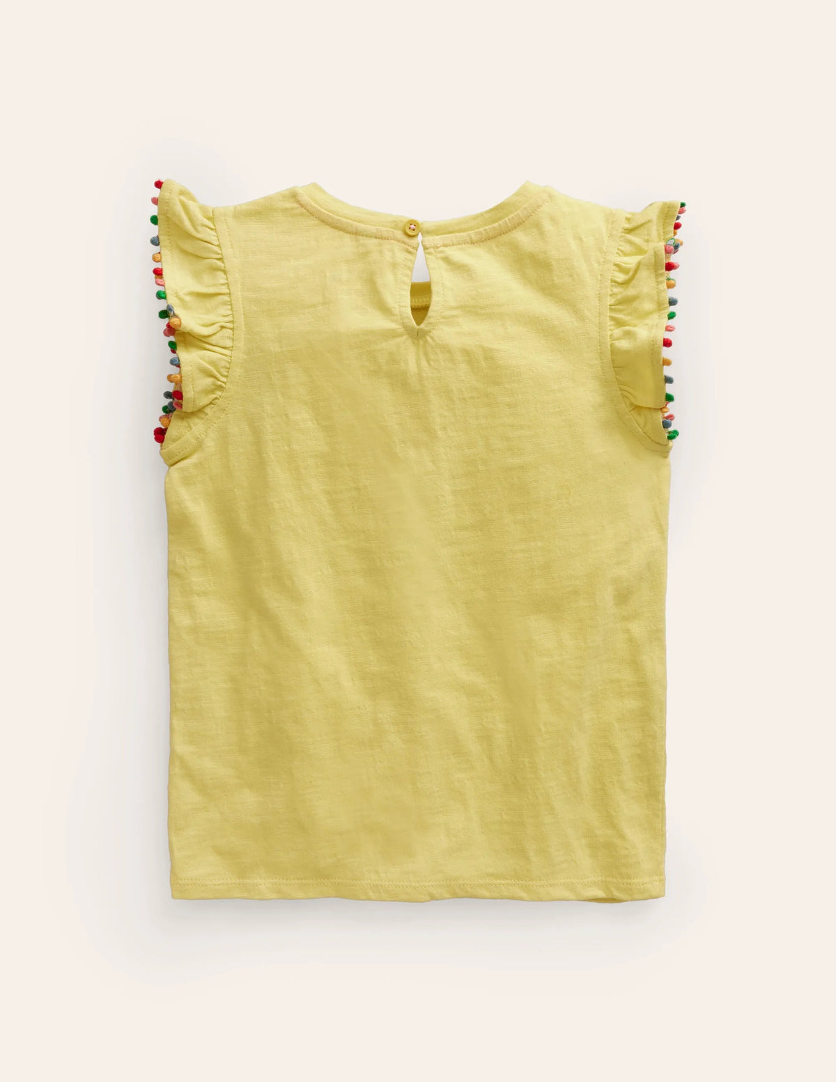 Pom Trim T-Shirt-Zest Yellow