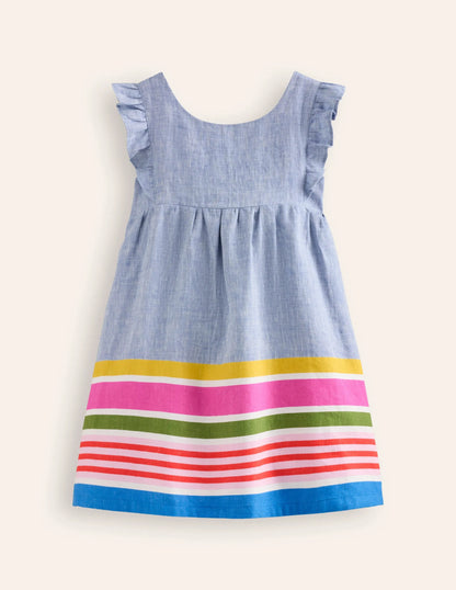 Bow Back Dress-End on End Stripe