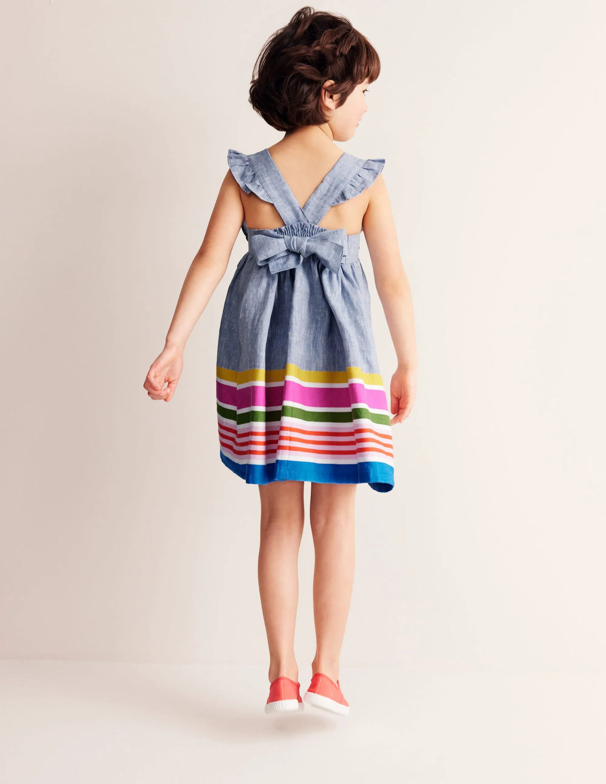 Bow Back Dress-End on End Stripe