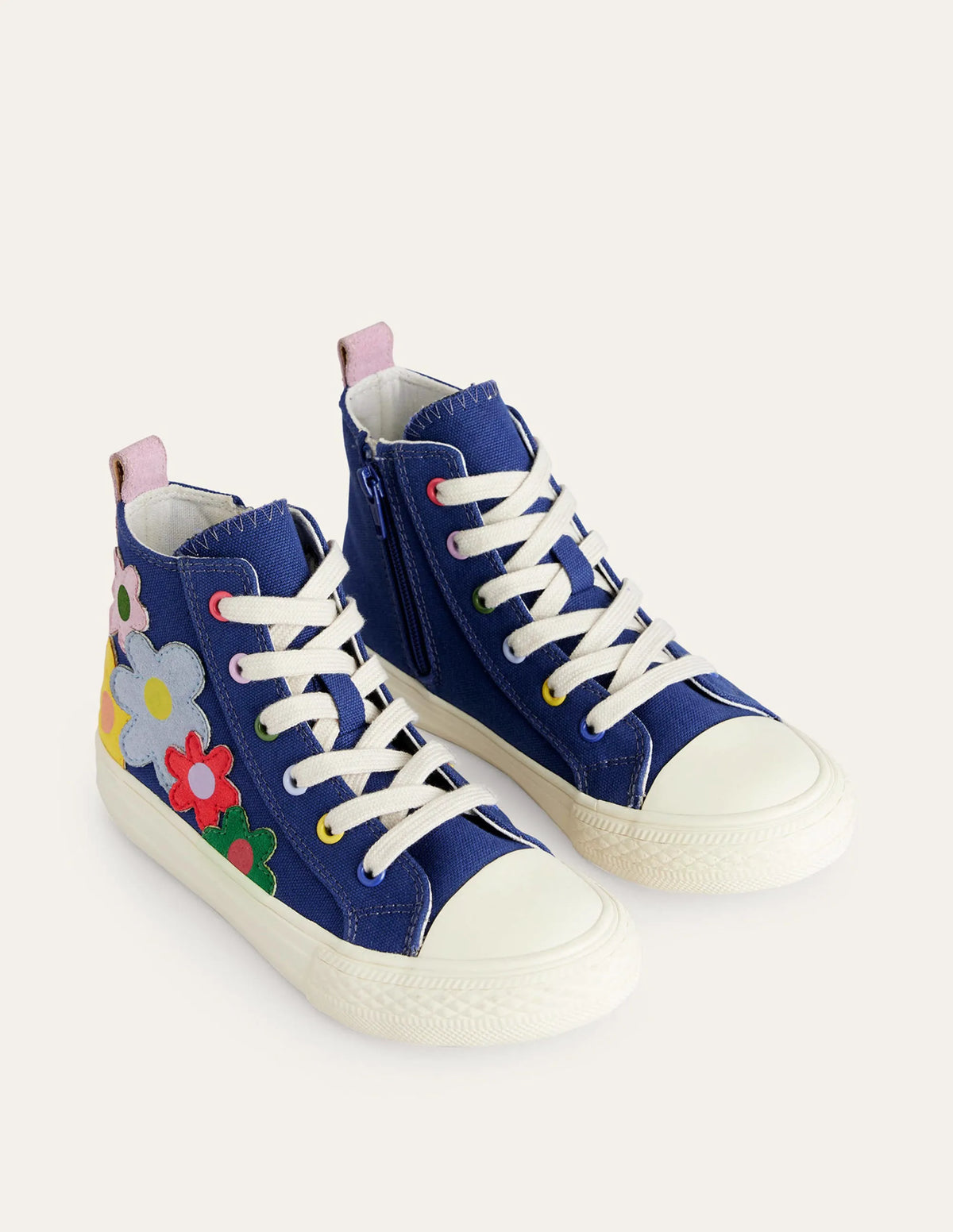 Canvas High Tops-Sapphire Blue Multi Floral