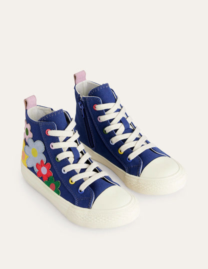 Canvas High Tops-Sapphire Blue Multi Floral