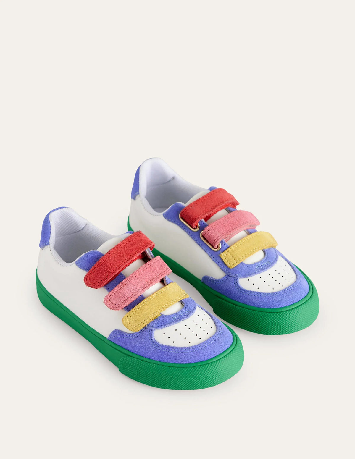 Leather Low Tops-Ivory Colourblock