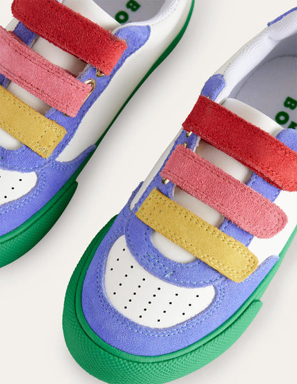 Leather Low Tops-Ivory Colourblock