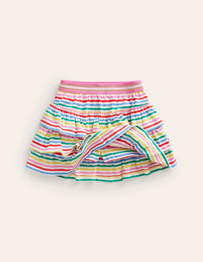 Jersey Ruffle Skort-Multi Stripe