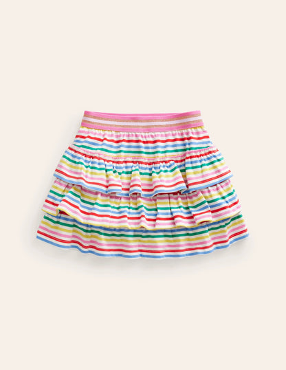Jersey Ruffle Skort-Multi Stripe