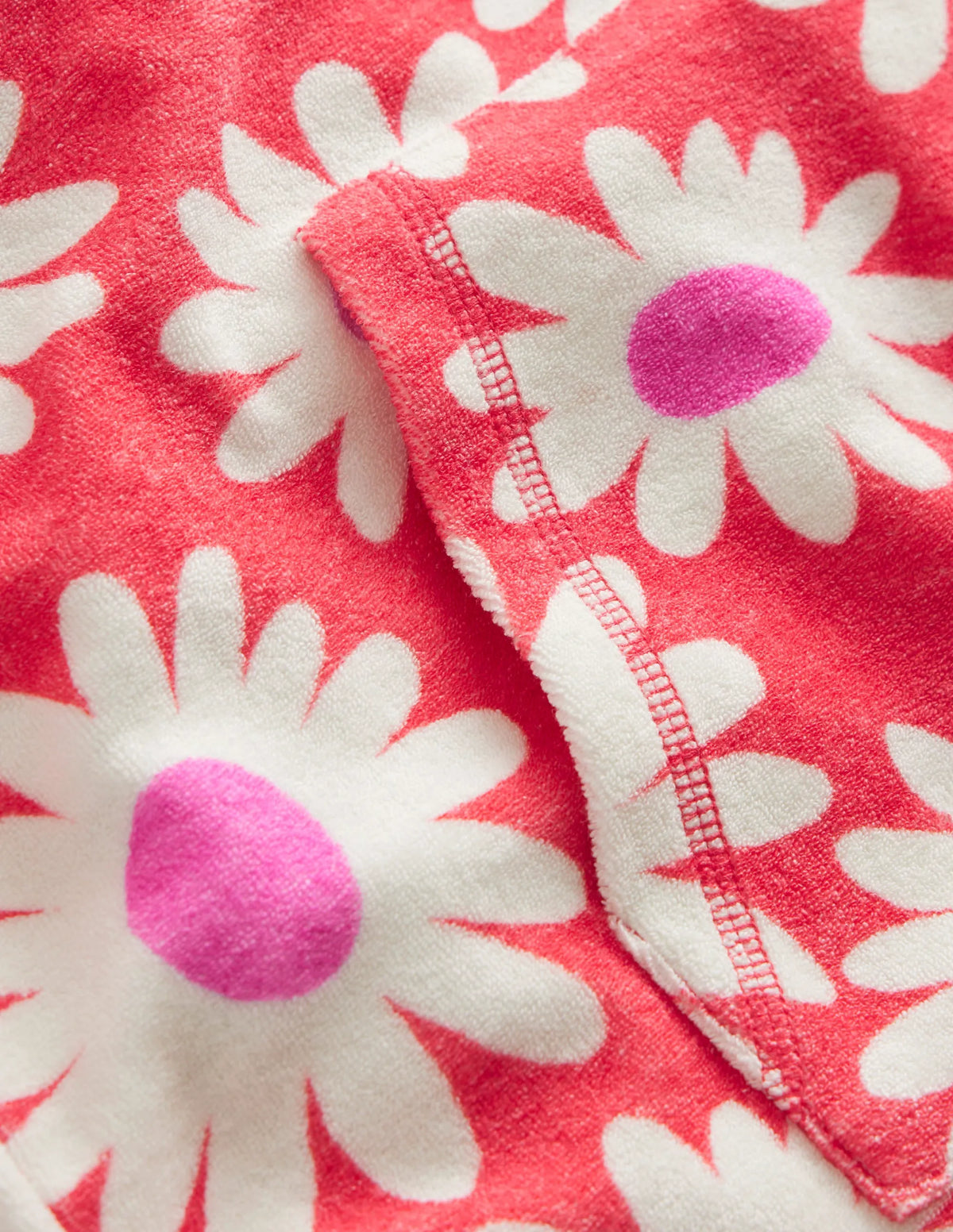 Towelling Throw-On-Cayenne Red Daisy
