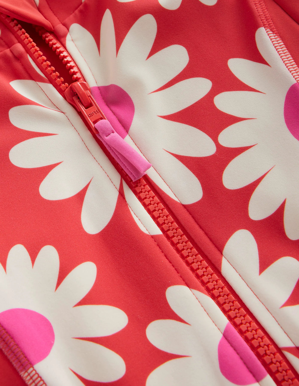 Long-sleeved Swimsuit-Cayenne Red Daisy