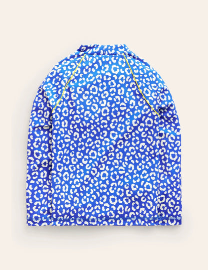 Patterned Rash Guard-Blue Leopard