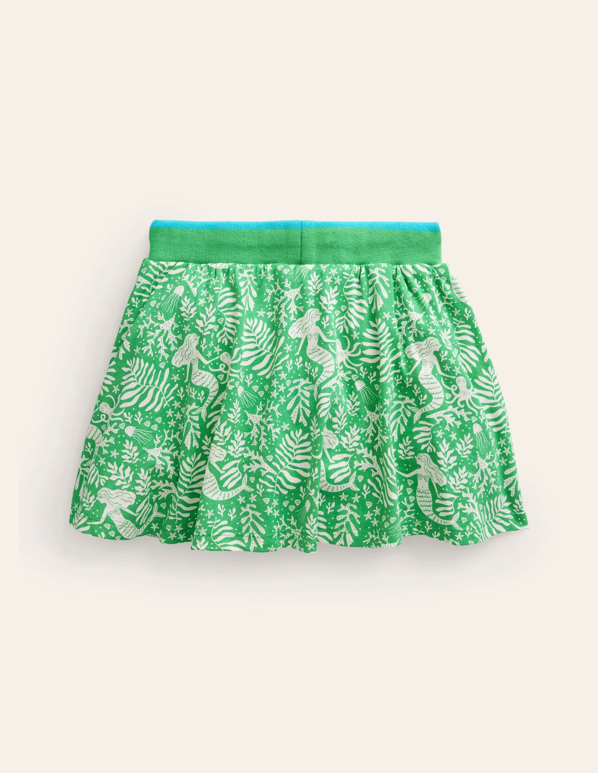 Printed Jersey Skort-Pea Green Mermaids