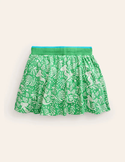 Printed Jersey Skort-Pea Green Mermaids