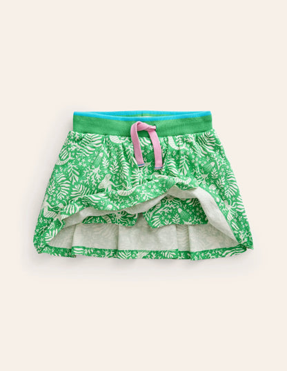 Printed Jersey Skort-Pea Green Mermaids