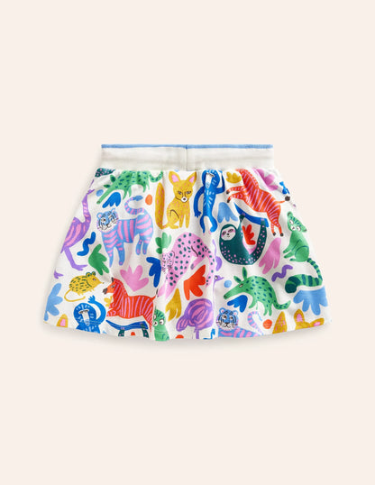 Printed Jersey Skort-Multi Safari Friends