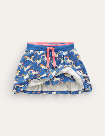 Printed Jersey Skort-Delft Blue Unicorn
