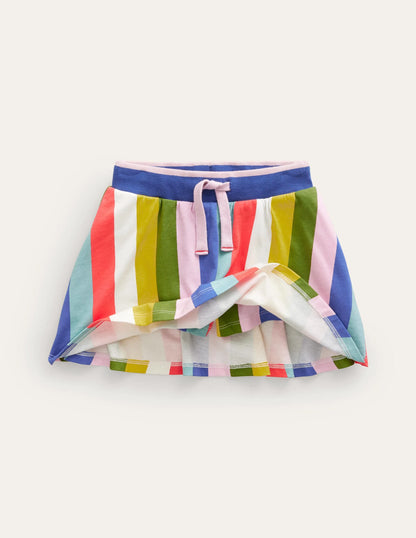 Printed Jersey Skort-Multi Rainbow Stripe