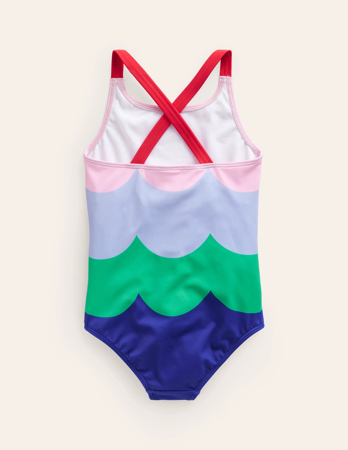 Cross-back Printed Swimsuit-Multi Wave Stripe