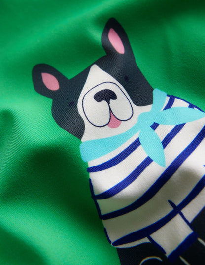 Cross-back Printed Swimsuit-Ming Green Dogs