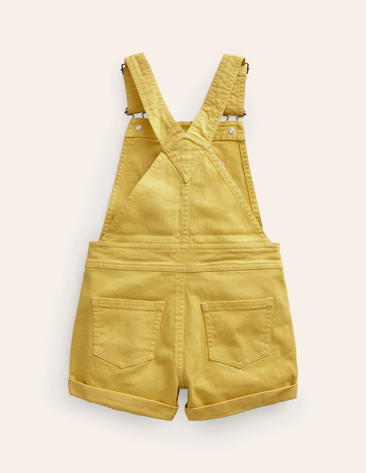 Heart Pocket Short Overalls-Spring Yellow