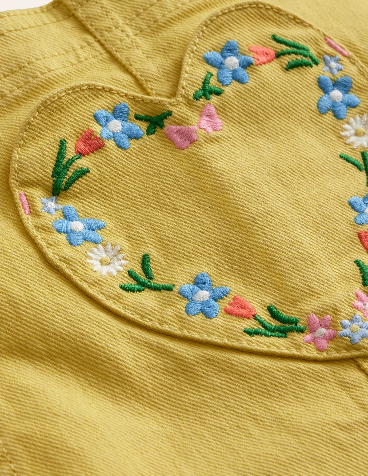 Heart Pocket Short Overalls-Spring Yellow