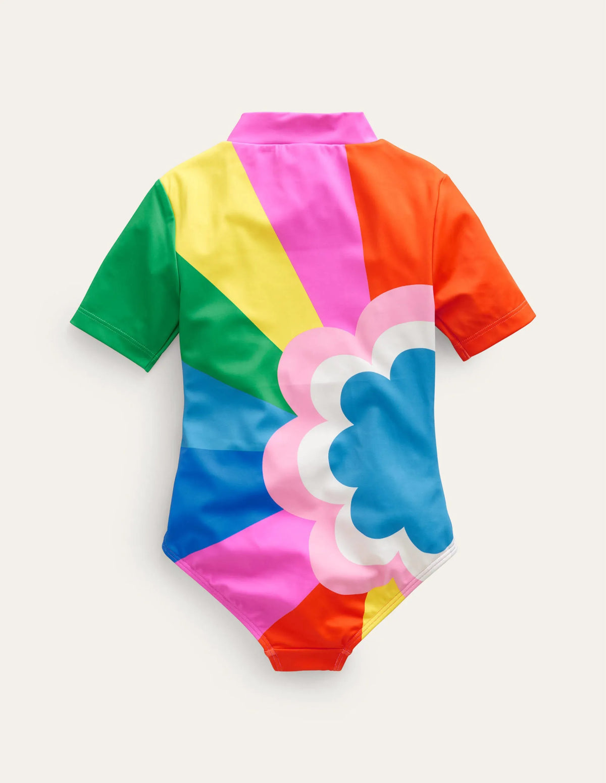 Short-sleeved Swimsuit-Multi Daisy Cloud