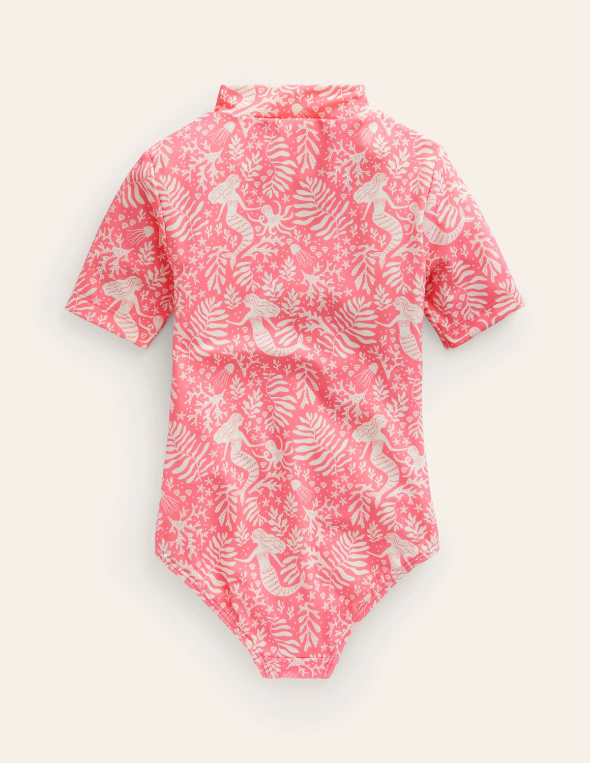 Short-sleeved Swimsuit-Strawberry Pink Mermaids