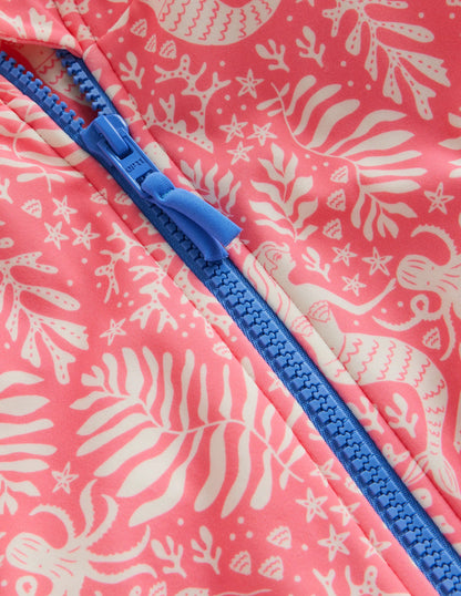 Short-sleeved Swimsuit-Strawberry Pink Mermaids