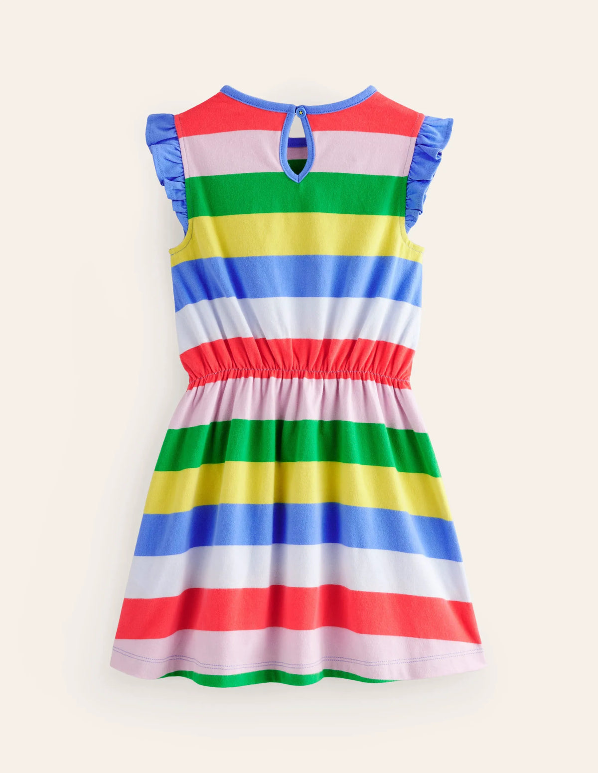 Frill Sleeve Jersey Dress-Multi Stripe