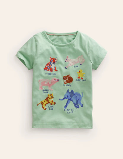 Superstitch Logo T-Shirt-Pistachio Green Animals