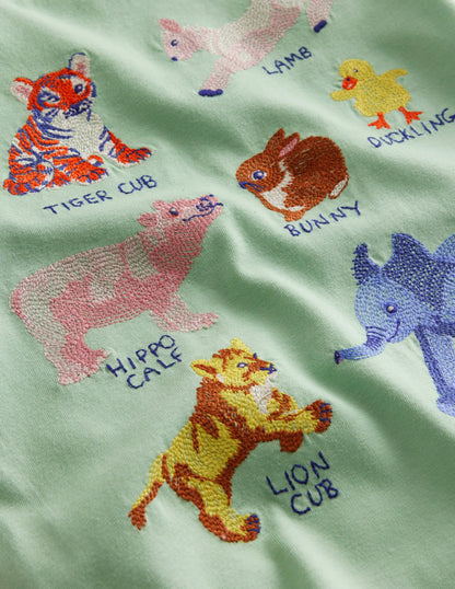 Superstitch Logo T-Shirt-Pistachio Green Animals