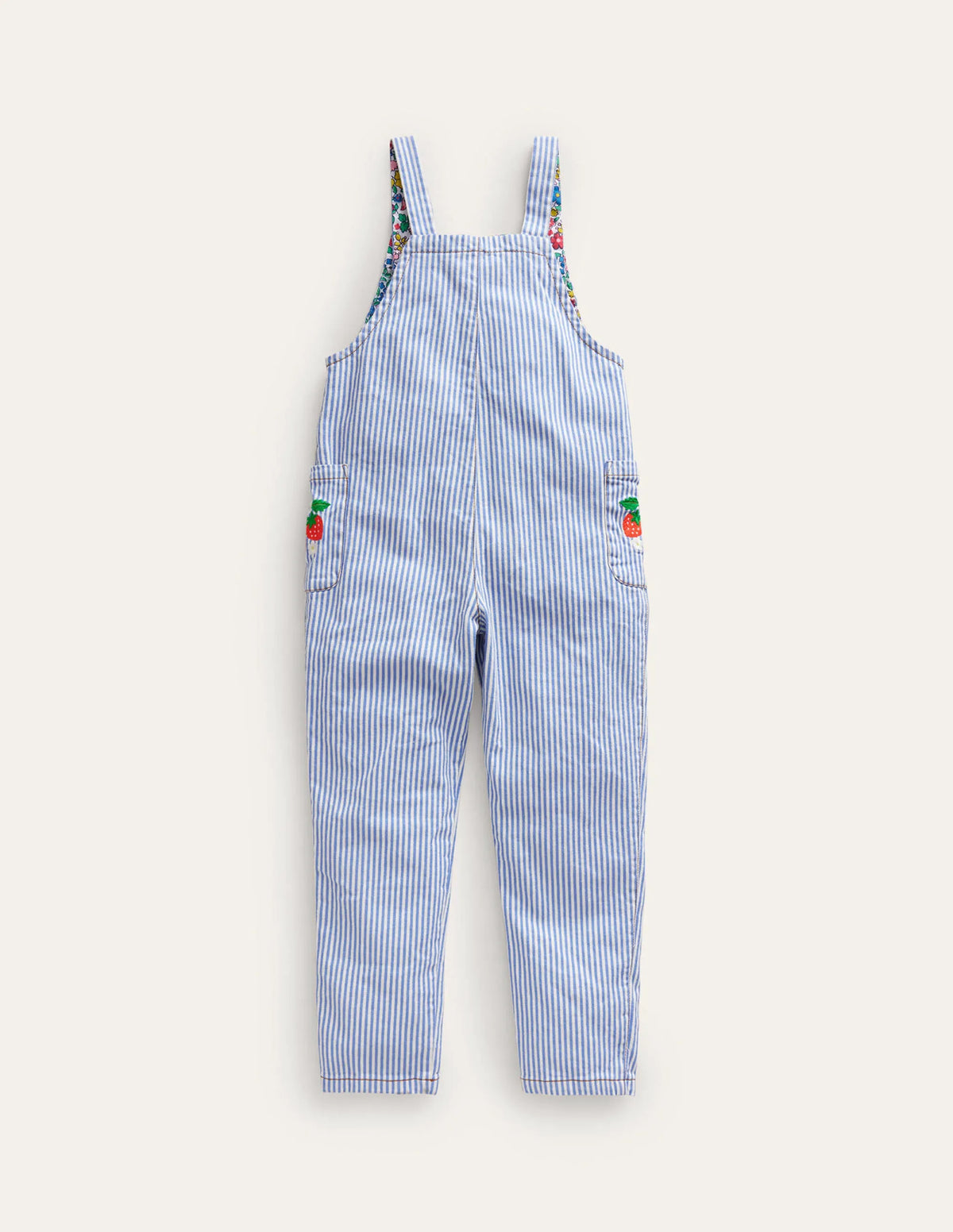 Relaxed Overalls-Surf Blue / Ivory Stripe