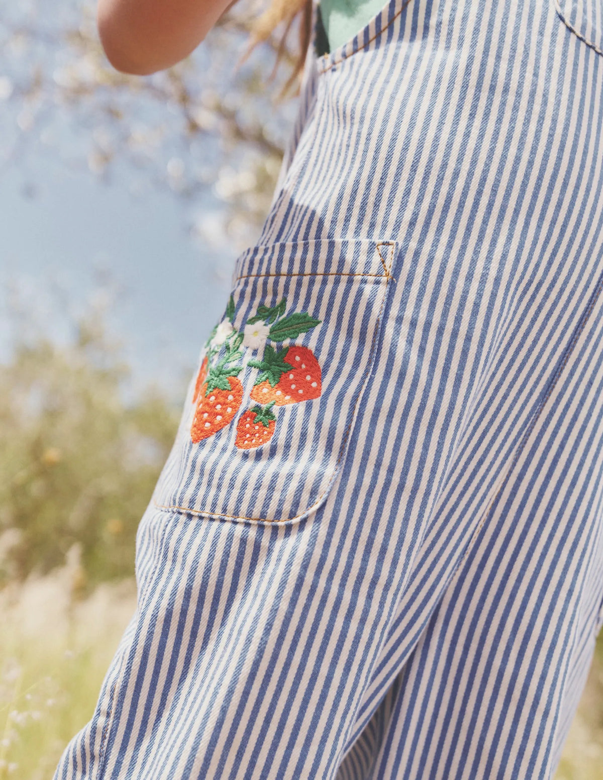 Relaxed Overalls-Surf Blue / Ivory Stripe